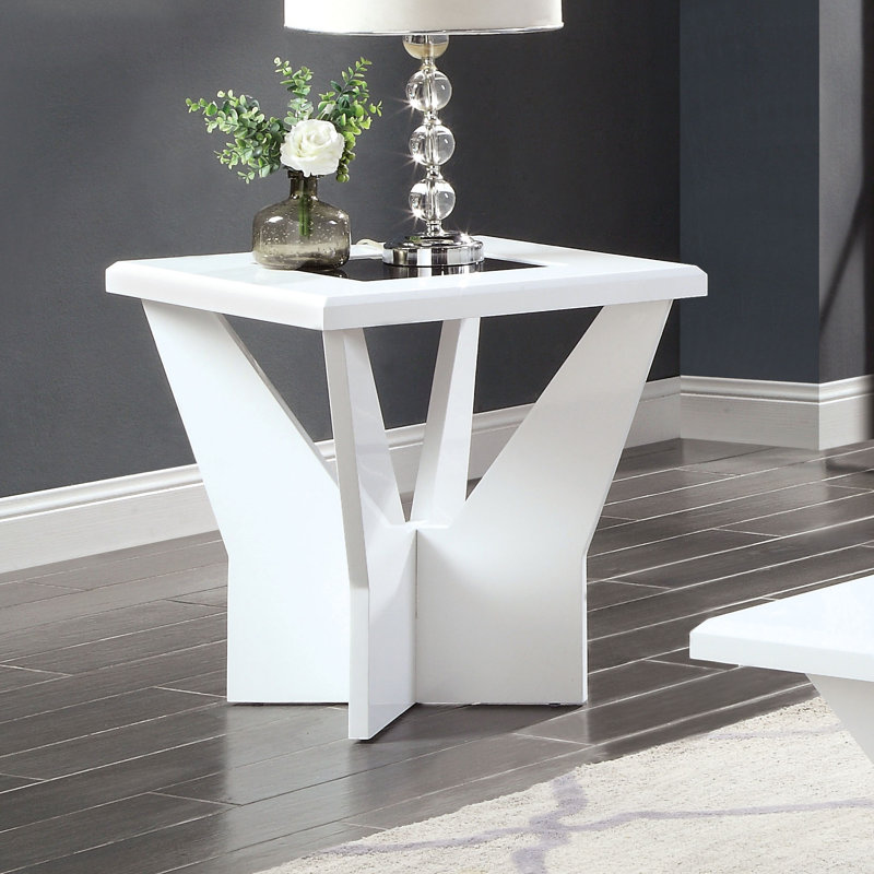 Table de bout Bandur, Blanc/Noir