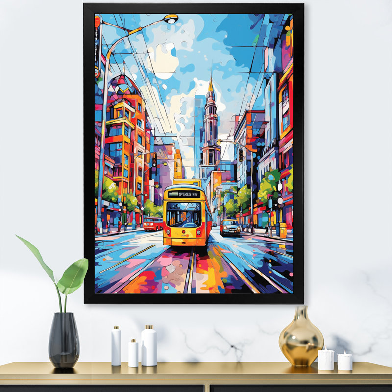 «Durgan City Berlin Popart I», reproduction sur toile, H 40 po x l 30 po x P 1,5 po, Cadre photo noir