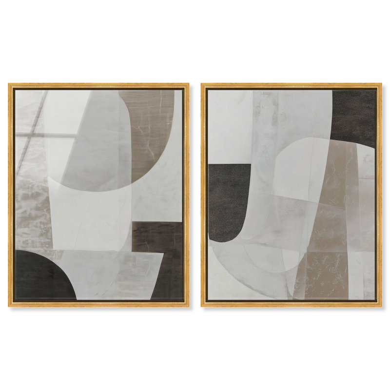 «Shades of Grey Diptych», reproduction d'art sur toile encadrée par Art Remedy, cadre argenté, 30 x 36, H 37 po x l 31 po