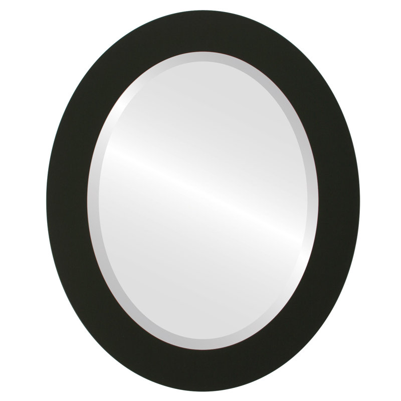 Miroir décoratif ovale encadré Rubino, H 31 po x l 25 po, Noir mat