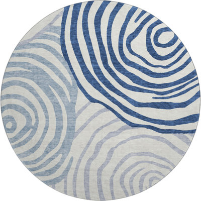 Premium Machine Washable Prisco Blue Rug