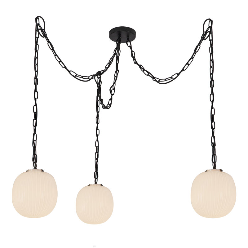 3 - Light Unique/Statement Pendant, Black, 87" H x 11.88" W x 11.88" D