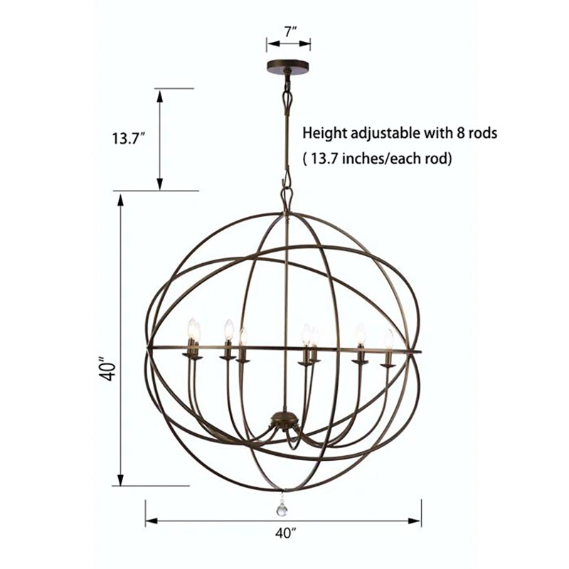 Shamaria 40-Inch Oversize 9 - Light Dimmable Globe Metal Chandelier