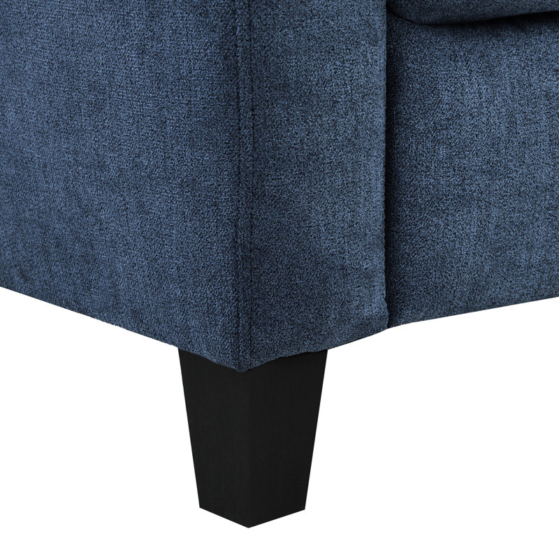 Cuir chenille bleu marine à 3 places - Structure intérieure en bois, revêtement d'aspect, coussins de dossier et de siège serrés pour une apparence élégante, durabilité de fabrication à ressorts ensachés, densité de mousse D25 confortable