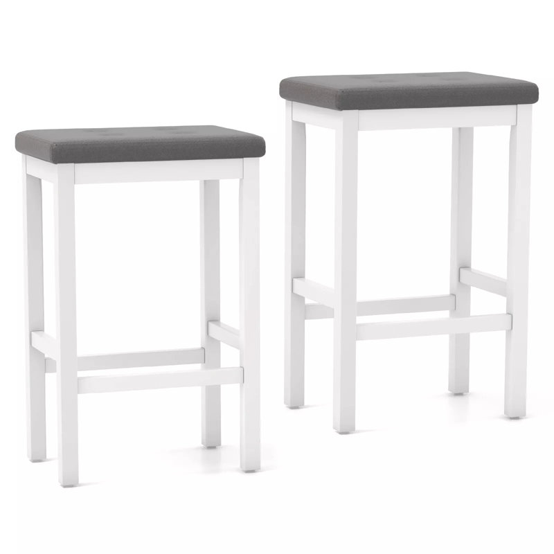 Mildenhall Upholstered Bar Stool, White, Grey