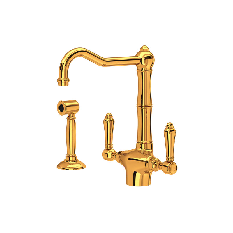 Acqui® Double Handle Kitchen Faucet With Side Spray, Italian Brass