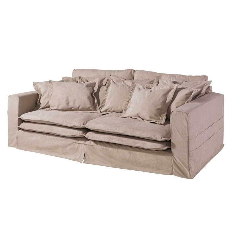 KINGSTON Bean Bag Sofa, 3, Light beige, 76cm H x 236cm W x 138cm D