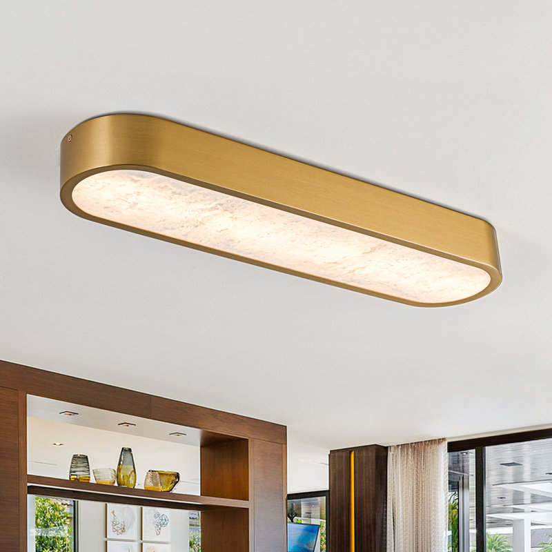 1 - Light Alabaster Led Flush Mount, Gold