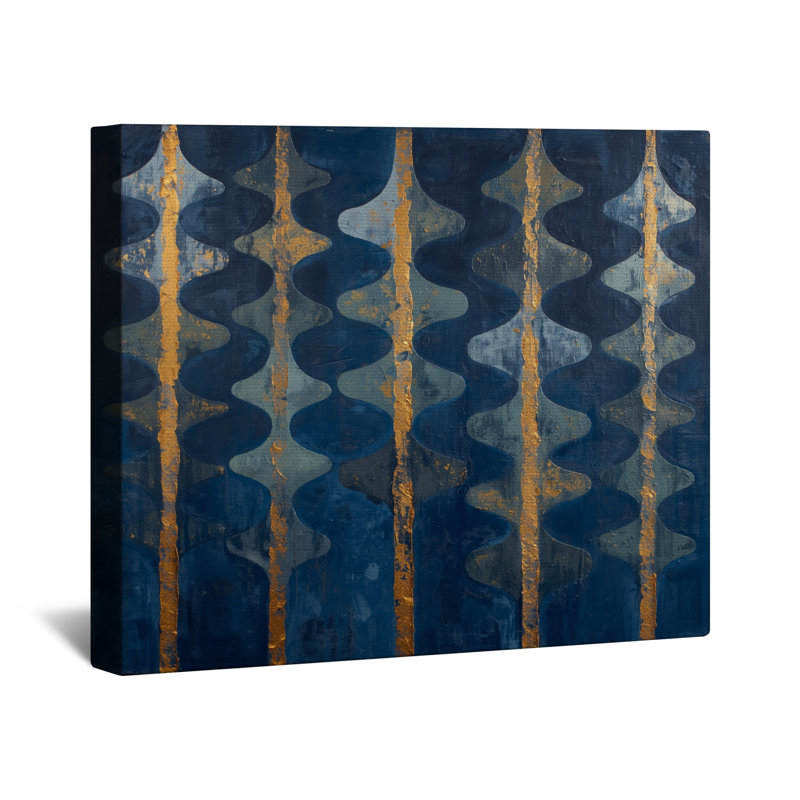 Toile tendue à rayures bleues , 16 po x 16 po