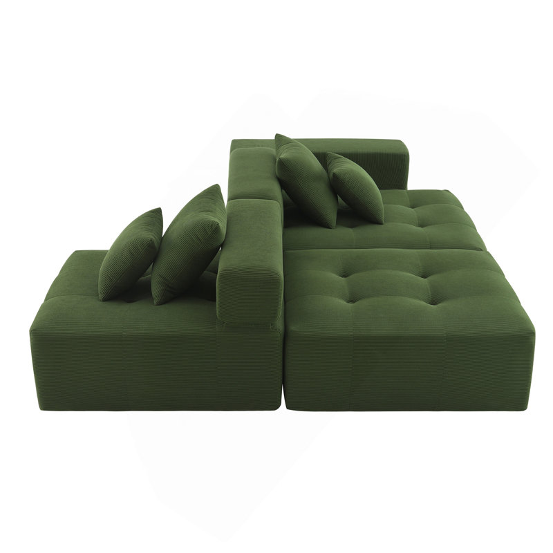 Versatile Modular Sectional Sofa With Premium For Living Room, Green Corduroy