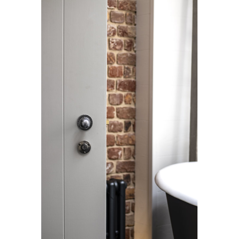 Round Interior Mortise Door Knob, Pewter Patina