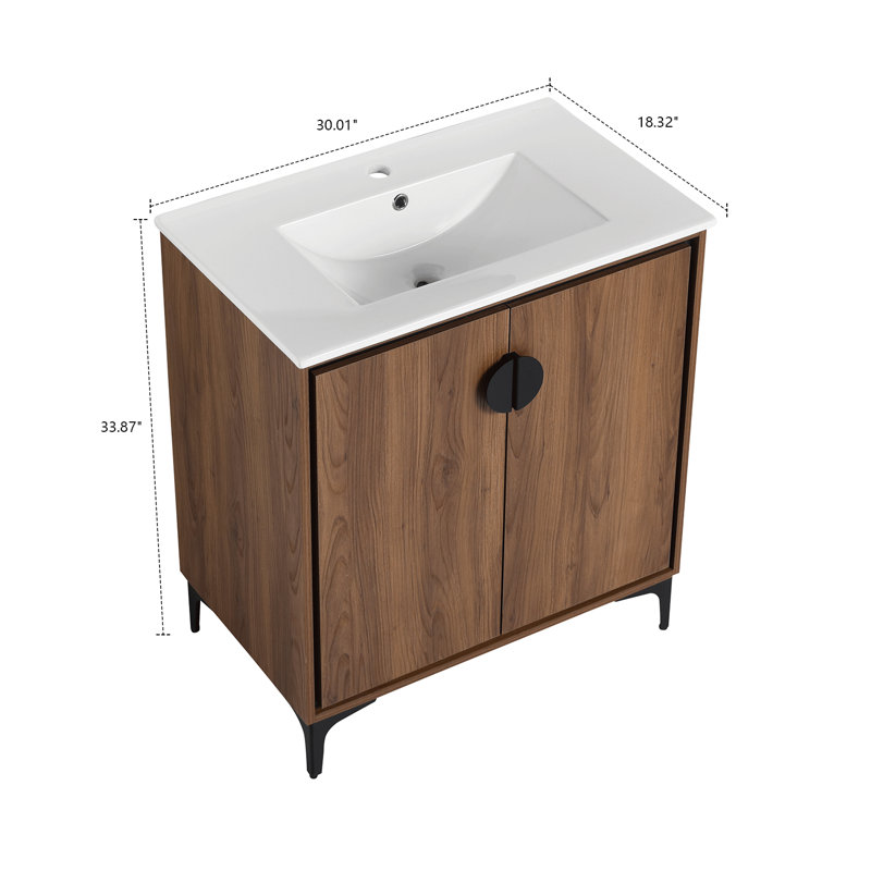 30.01'' Single Bathroom Vanity with Ceramic Top