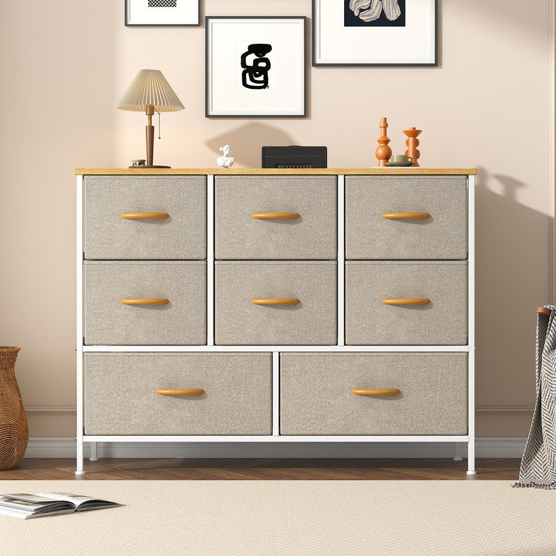 100 cm W Chest of 8 Drawers, Khaki
