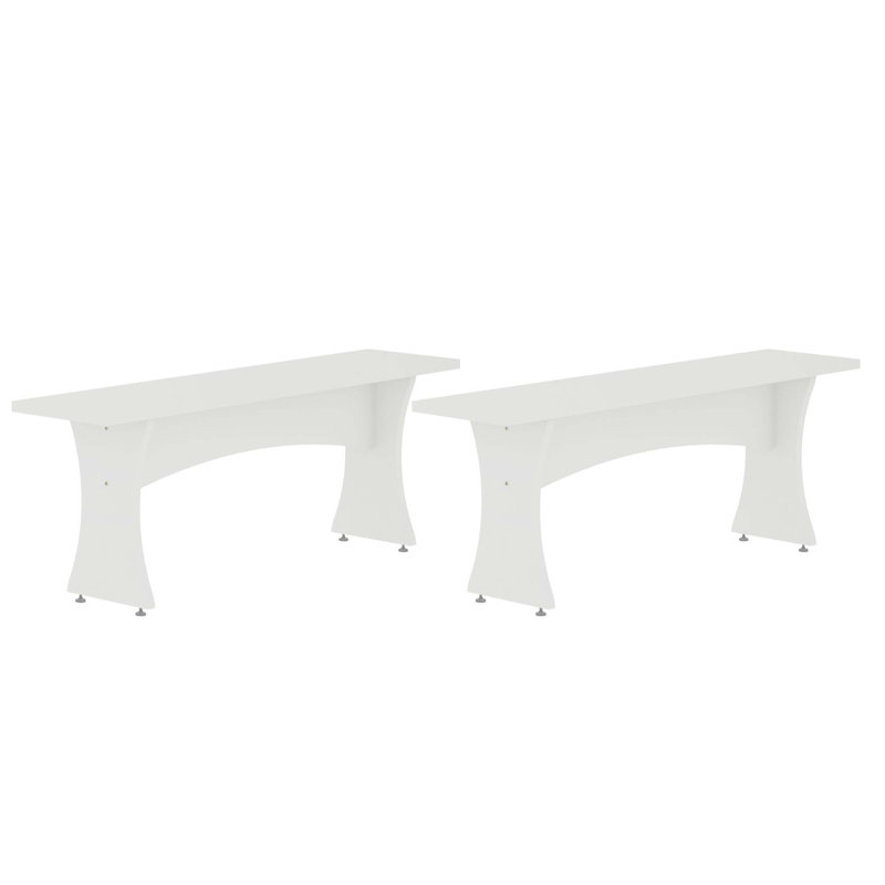Elizabet Mid-Century Modern Dining Bench (Set of 2), White