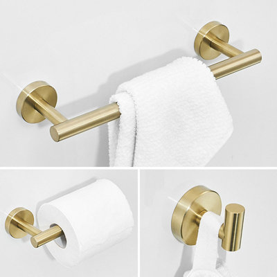 Ensemble de salle de bain 3 pièces (ensemble de porte-serviettes en acier inoxydable 304) (doré)