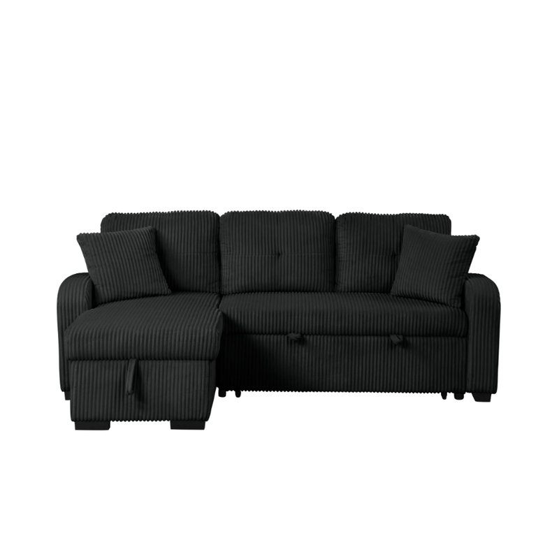 Silvia Black - Sectional With Pull-Out Bed
