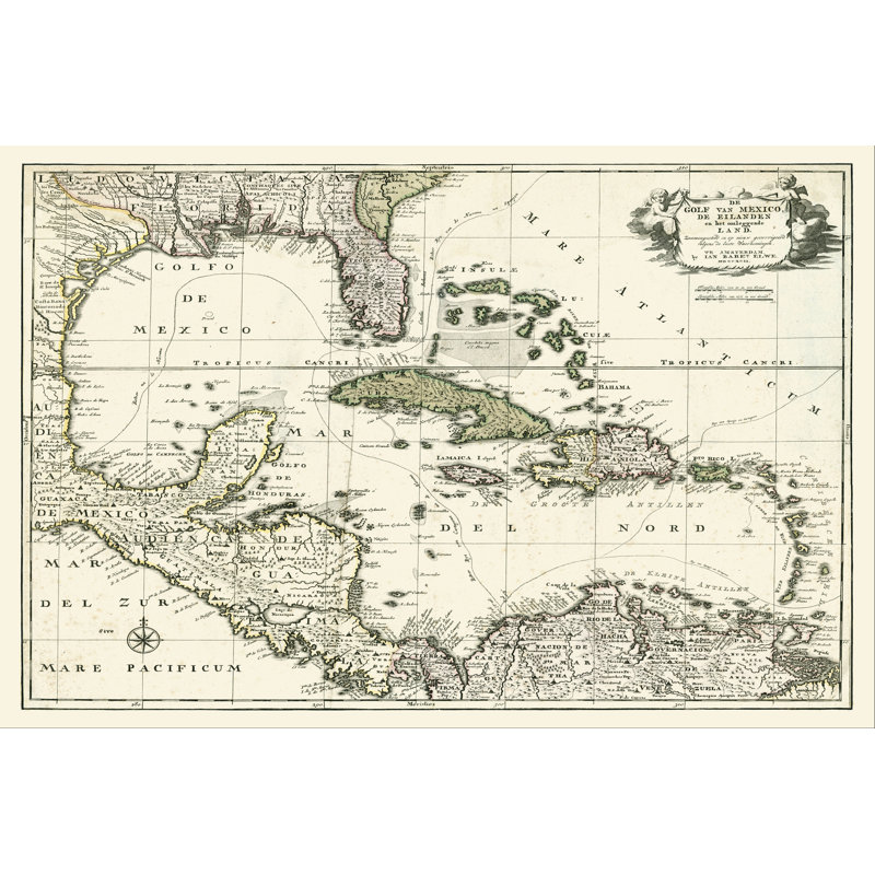 Map Of The Gulf Of Mexico - Wrapped Canvas Print, 30cm H x 46cm W