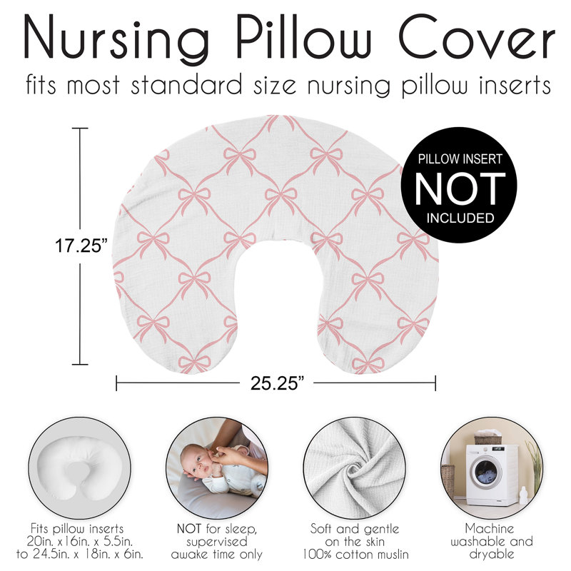 Ballerina and Ballet Bows 2 Pack 100% Cotton Muslin Nursing Pillow Covers by Sweet Jojo Designs