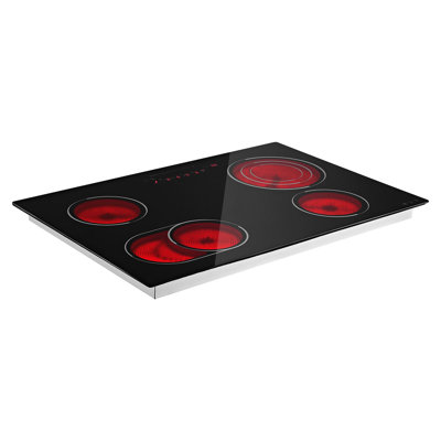 Plaque de cuisson électrique de 30 pouces avec 4 brûleurs radiants, 7 000 W, poêle en céramique intégré de 220 V, 9 réglages de chaleur, fonction de minuterie, verrouillage de sécurité, protection contre la surchauffe et commandes tactiles