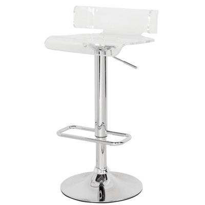 16.81 Inches Deep Adjustable Stool With Acrylic Seat And Metal Legs Clear For Comfortable Seating