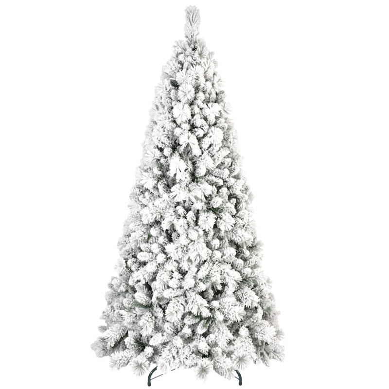 Arbre de Noël floqué avec pointes - PVC enneigé et branches à aiguilles dures, structure à charnières pour une installation facile, support en métal stable - arbre de Noël réaliste à corps entier
