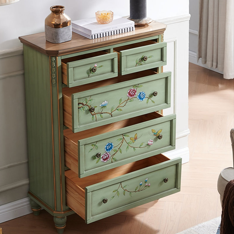 Commode d'appoint simple en bois massif peinte à la main