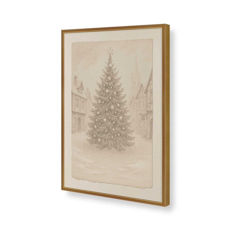 Town Square Noel Art Print, Polished Gold, 11" x 14"
