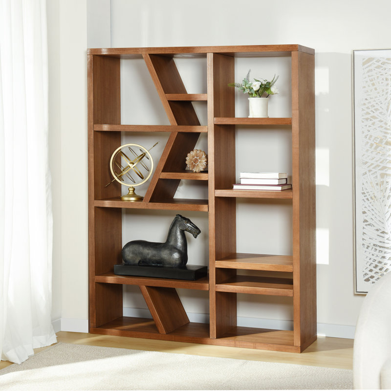 Norman Wyatt Home - Winnona Wooden Bookshelf - Amber Woodgrain, Amber Woodgrain