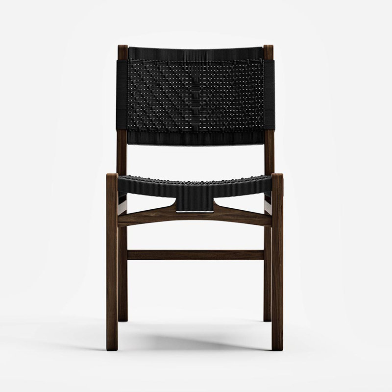 Chontales Dining Chair, Black V Braided Cord, Coffee