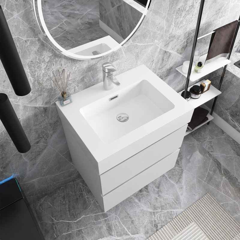 24 po Meuble-lavabo mural simple avec comptoir