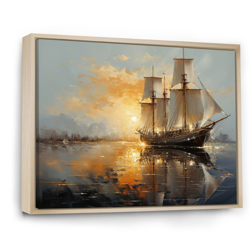 Voilier céleste, voyages I sur toile, Cadre naturel flottant, 24" H x 32" W