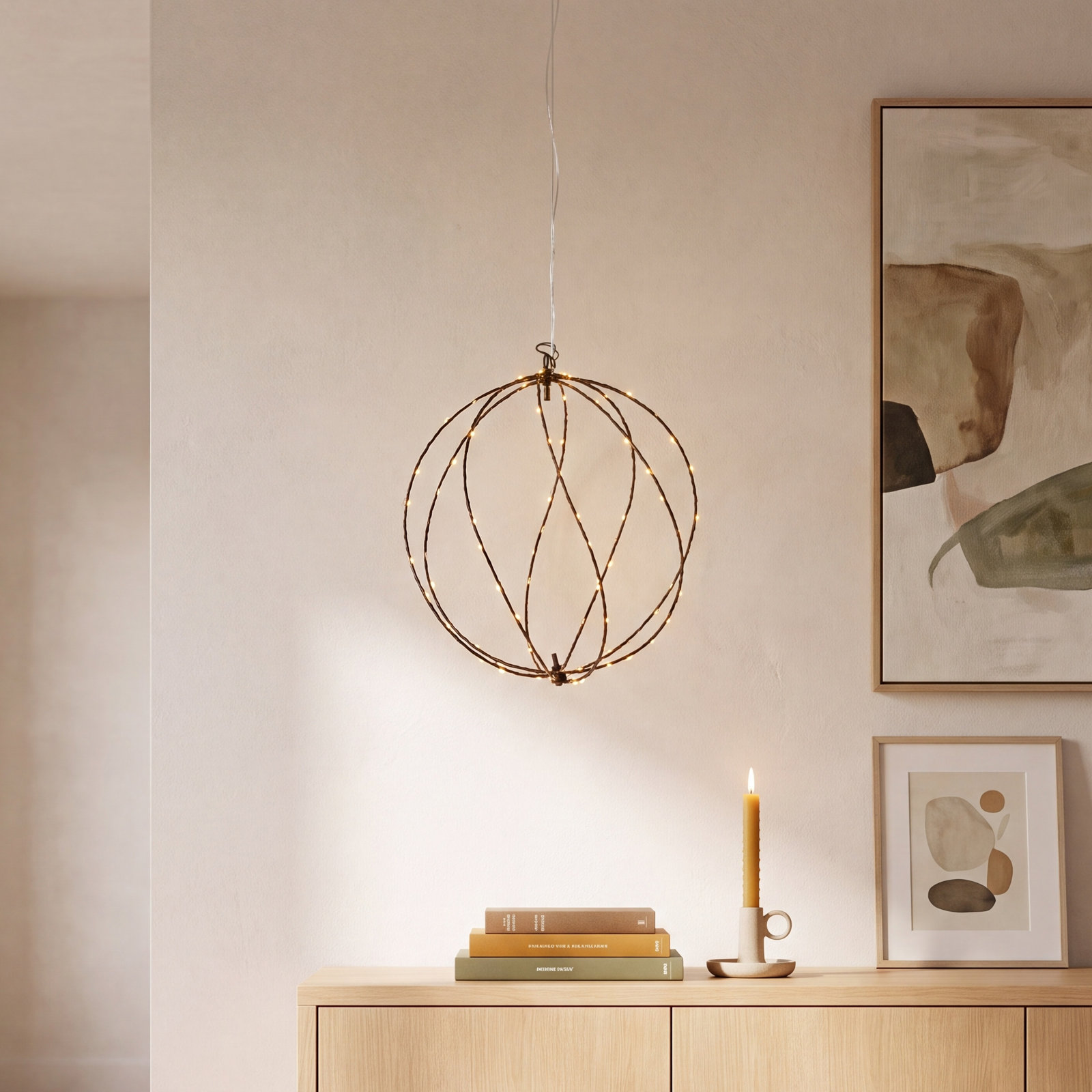 Small Twinkle Lit Sphere, 11.81", Black