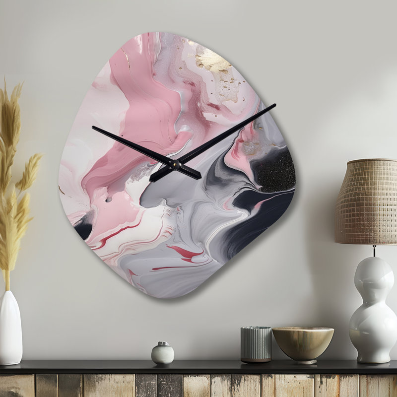 Œuvre d'art en marbre massif II - horloge murale en métal de forme unique en marbre, Petit