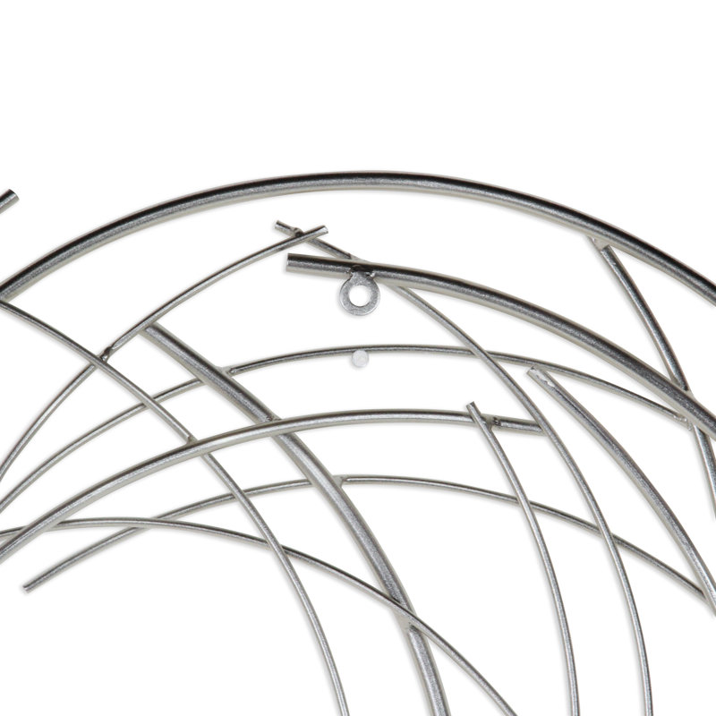 Décoration murale abstraite moderne faite à la main en métal, Argent, H 20,2 po x l 20,2 po x P 0,2 po