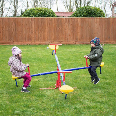 Outsunny Kids Seesaw Swivel Teeter Totter With 360° Spinning, 4 Seater Seesaw Outdoor Playground Equipment For Backyard, Boys And Girls Aged 3-8 Years Old