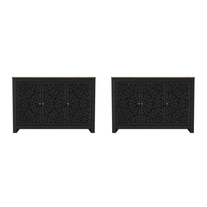 Arrastia Transitional Coordinated Sideboard Set Of 2, Black Oak/Knotty Oak
