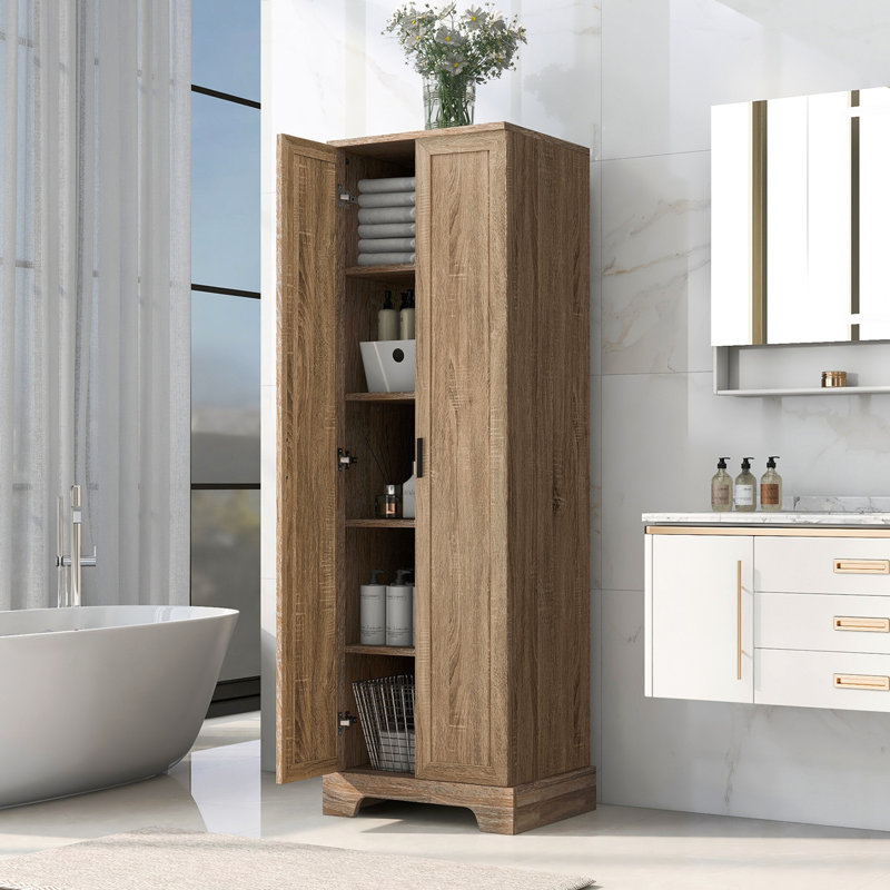 Armoire de rangement avec deux portes pour salle de bain, bureau, tablette réglable, panneau de fibres à densité moyenne