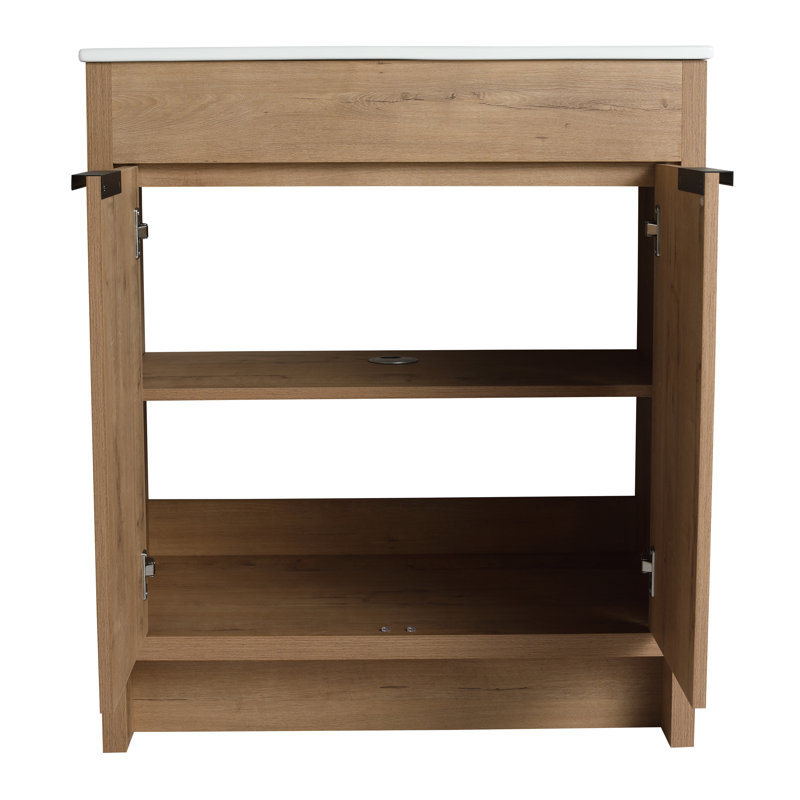 Freestanding Bathroom Vanity With Ceramic Sink And 2 Soft-Close Cabinet Doors, Accent Cabinet, 34.25" H x 30" W x 18.31" D