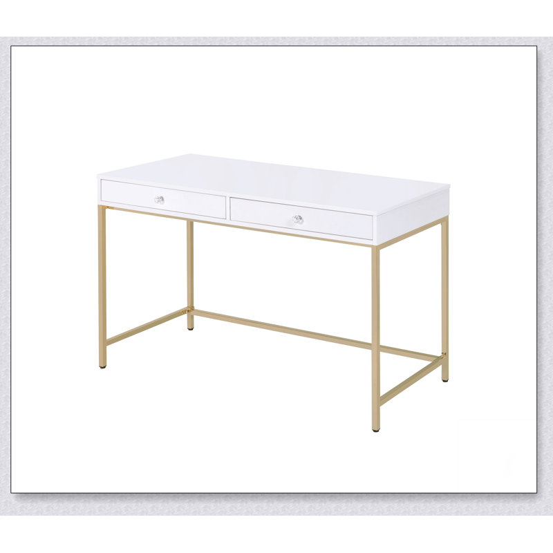 Bureau Ottey blanc brillant et doré