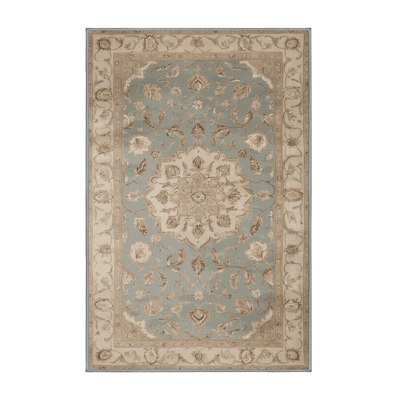 Tapis gris Tabriz lavable à la machine, Rectangle 7 pi x 9 pi