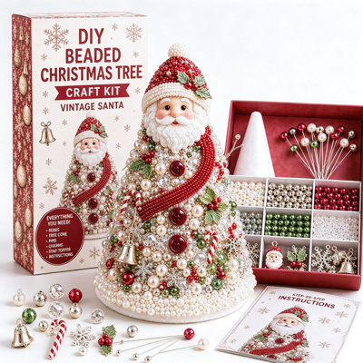 Trousse de bricolage de sapin de Noël en perles, décoration de Noël pour adultes - Idée-cadeau pour la maison ou le bureau