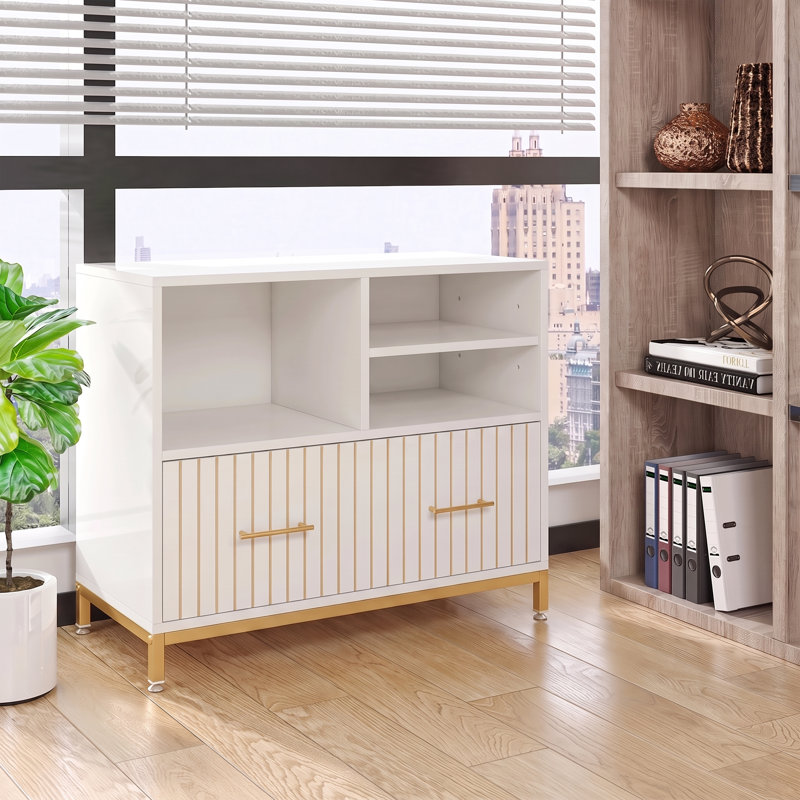 2-Piece Home Office Set, 71" Executive Desk + Storage File Cabinet