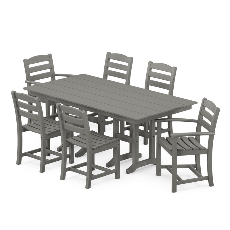 La Casa Café 7-Piece Farmhouse Dining Set, Slate Gray