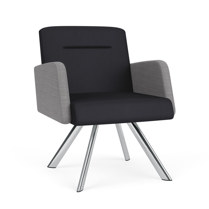 Fauteuil de réception Willow, Plaqué chrome, Noir Patriot Plus / gris chambray