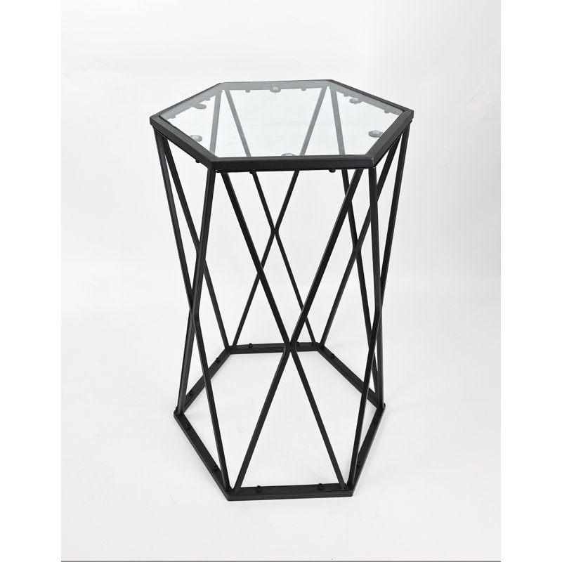 Kandan Glass Top Frame End Table