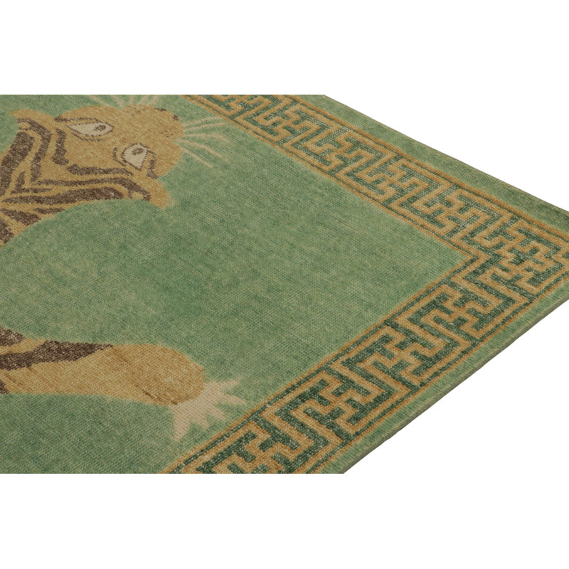 Distressed Homage Hand Knotted Wool Animal Print Area Rug, Rectangle 9' x 12'