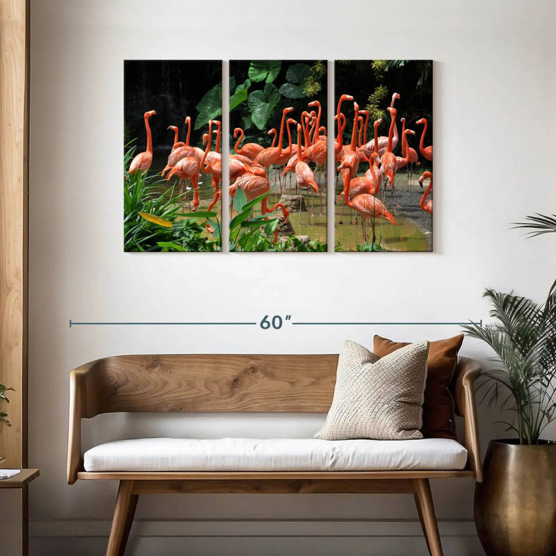 Caribbean Flamingos, 28" H x 45" W