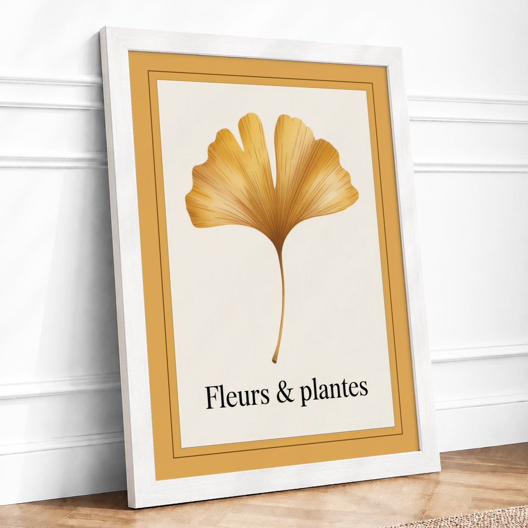 Gilded Ginkgo Leaf Botanical - Framed Print