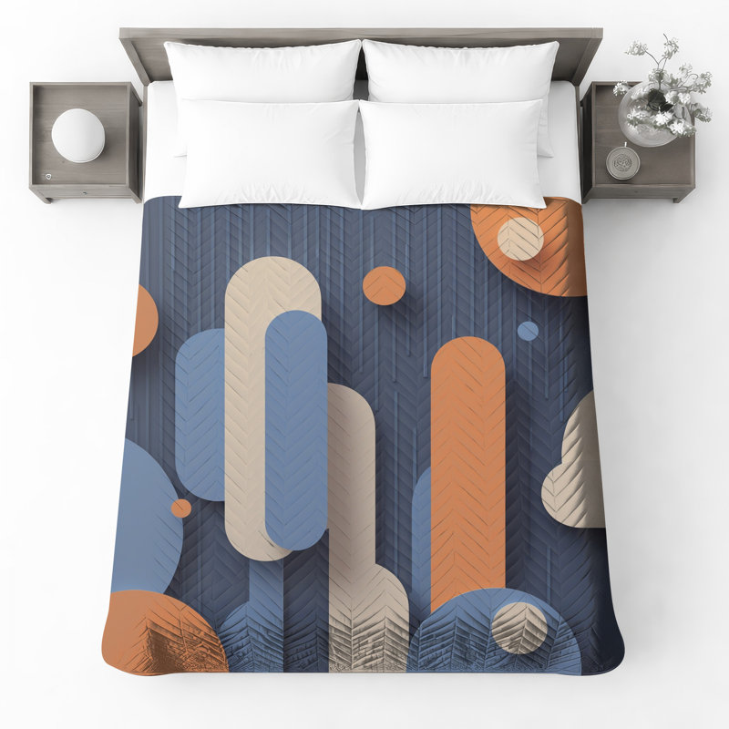 Couvre-lit matelassé à formes géométriques abstraites toutes tailles, Très grand lit