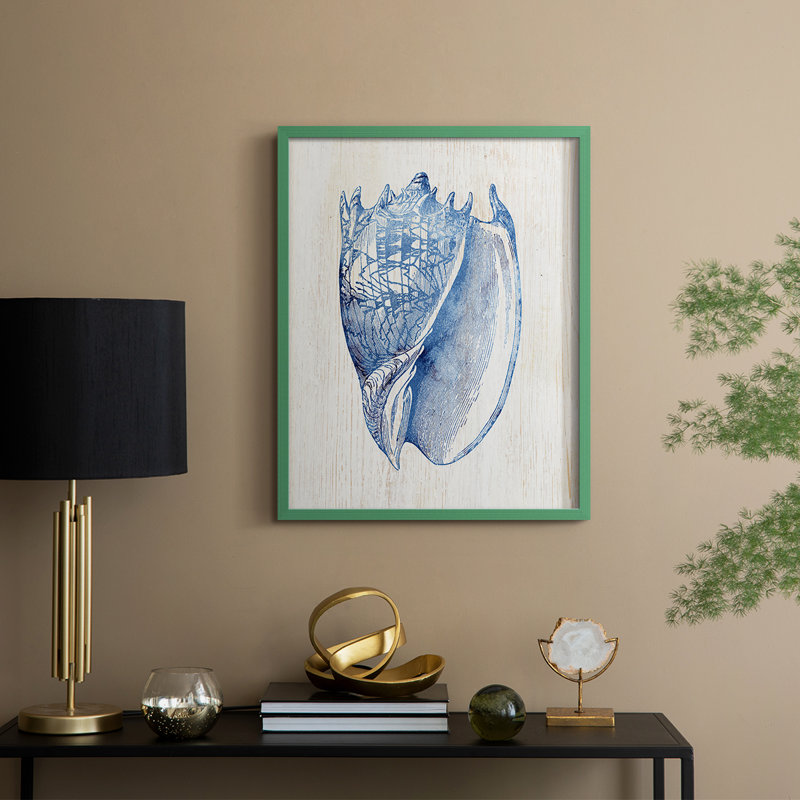 Shell II Framed Print - Solid Wood, Green